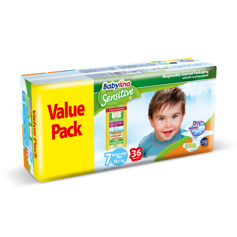 پوشک بچه ضد حساسیت بیبی لینو مدل Value Pack سایز 7 بسته 36 عددی