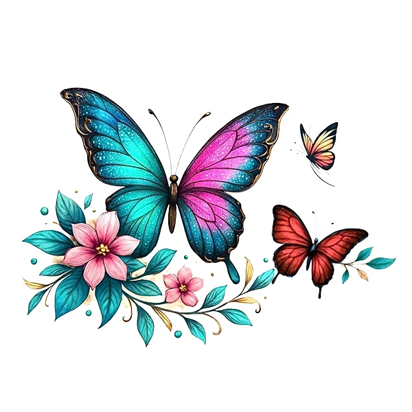 استیکر پارچه و لباس پاد آفرین طرح پروانه و گل کد 1105