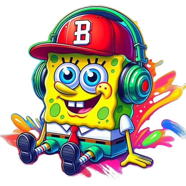 استیکر پارچه و لباس پاد آفرین طرح باب اسفنجی کد 837