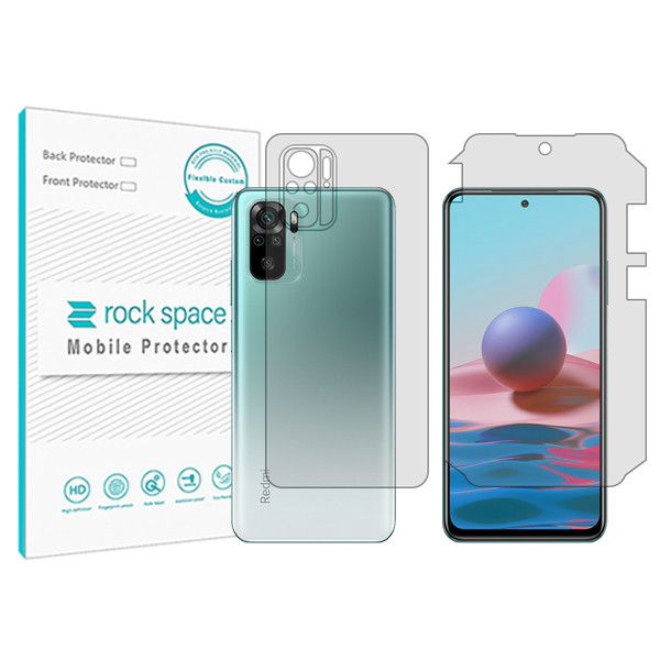 محافظ صفحه نمایش شفاف راک اسپیس مدل HyGEL مناسب برای گوشی موبایل شیائومی Redmi Note 10 به همراه محافظ پشت