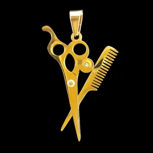 آویز گردنبند مدل قیچی و شانه کد G1085