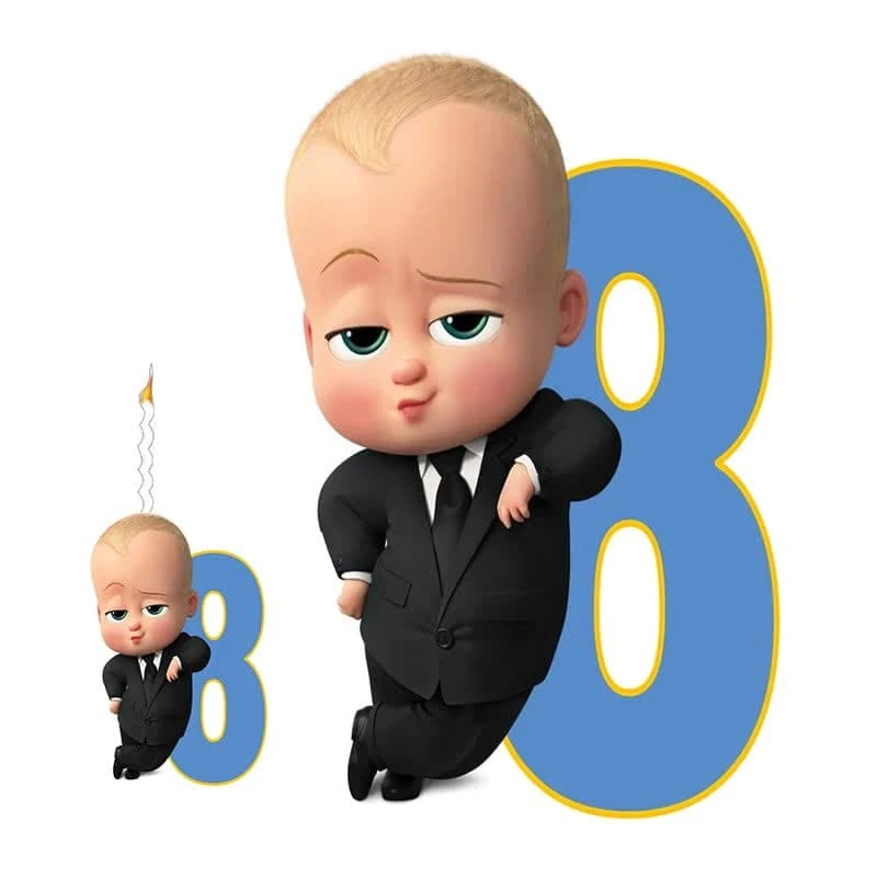 استند رومیزی تولد مدل عدد 8 طرح بچه رئیس به همراه شمع