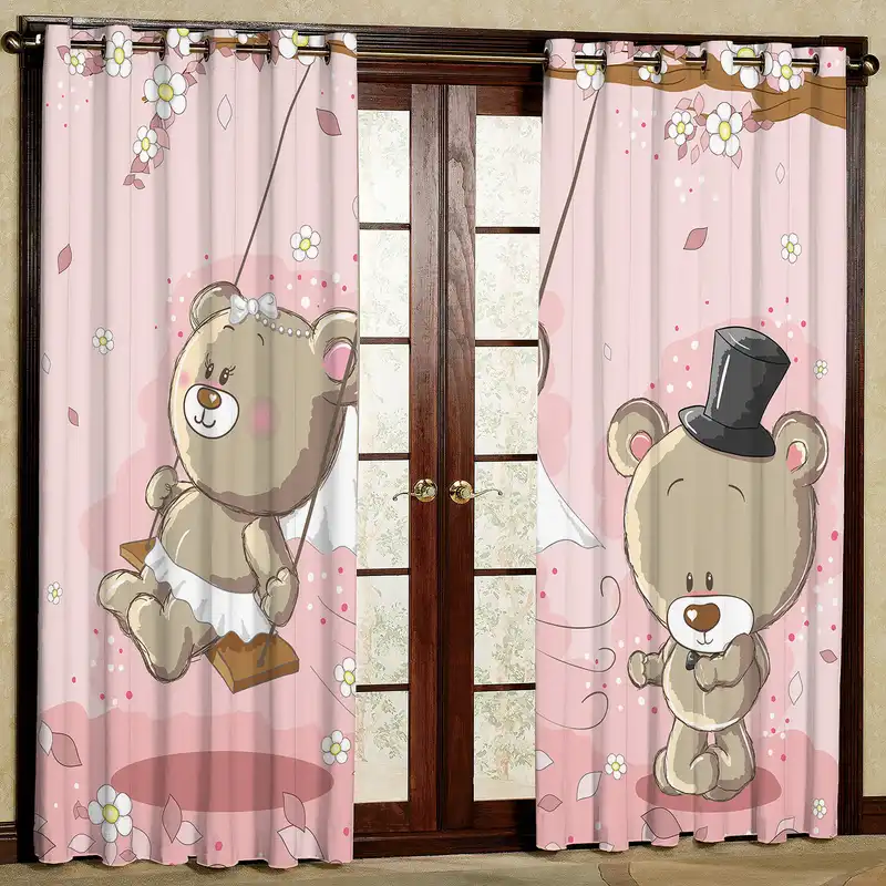 پرده مدل خرس و تاب مخمل پانچی کد 1274 سایز 140x280 سانتی متر