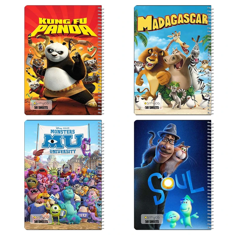دفتر نقاشي 50 برگ کارنيکا طرح انیمیشن animation کد 26069 مجموعه 4 عددی