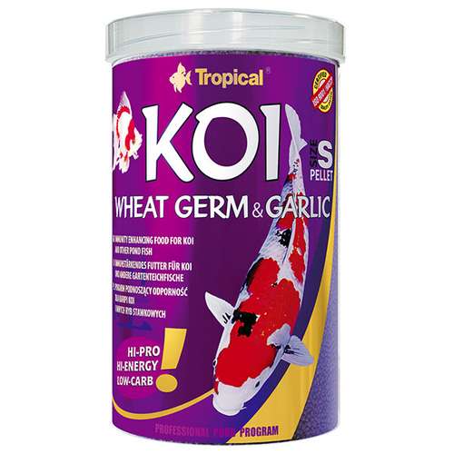 غذای ماهی کوی تروپیکال مدل Koi Wheat Germ & Garlic Pellet  Size S وزن 400 گرم