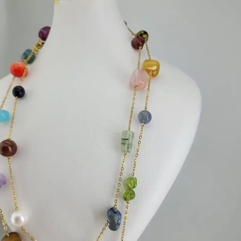 گردنبند زنانه مدل رومانتویی سنگ جاکرا کد 11228