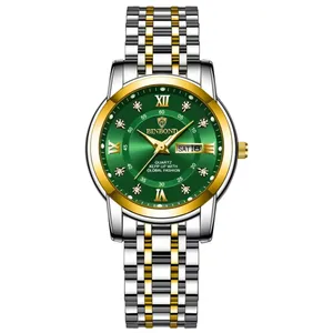 ساعت مچی عقربه‌ای کوارتز زنانه بین باند مدل لوکس کلاسیک دی دیت بند طرح بافت قفل مخفی کد ۸