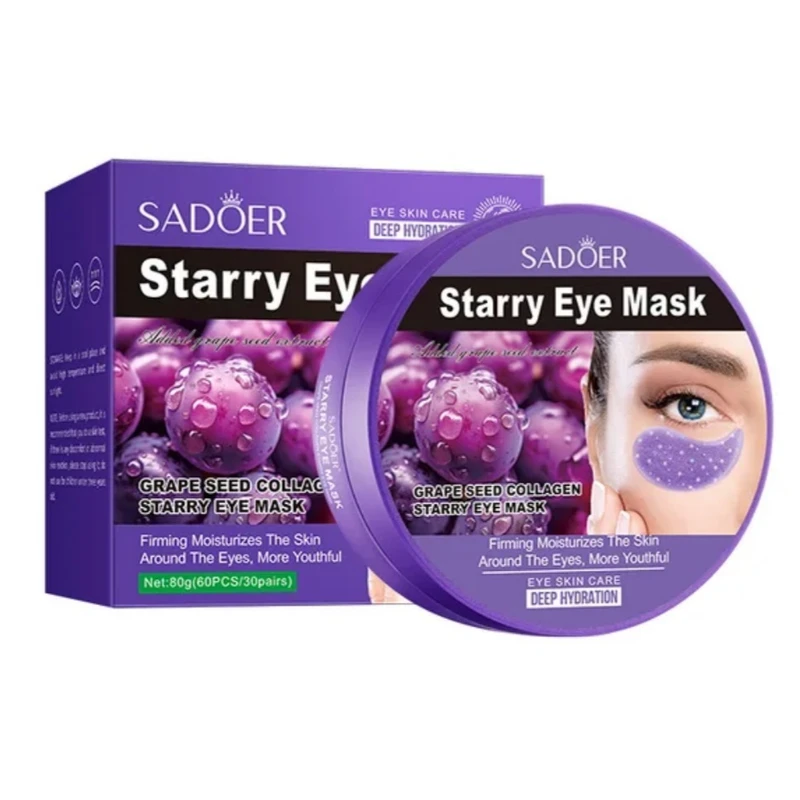 ماسک زیر چشم سادور مدل کلاژن با عصاره بلوبری مناسب برای انواع پوست وزن 80 گرم بسته 60 عددی