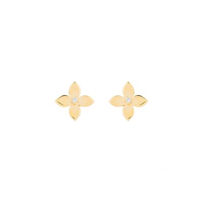 گوشواره میخی طلا 18 عیار زنانه کیا گالری مدل گل کد EM124