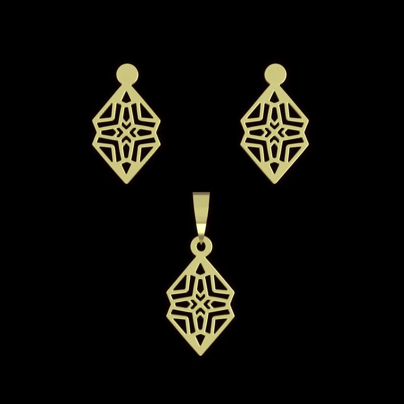 نیم ست طلا 18 عیار زنانه مدوپد مدل هندسی کد NA10243