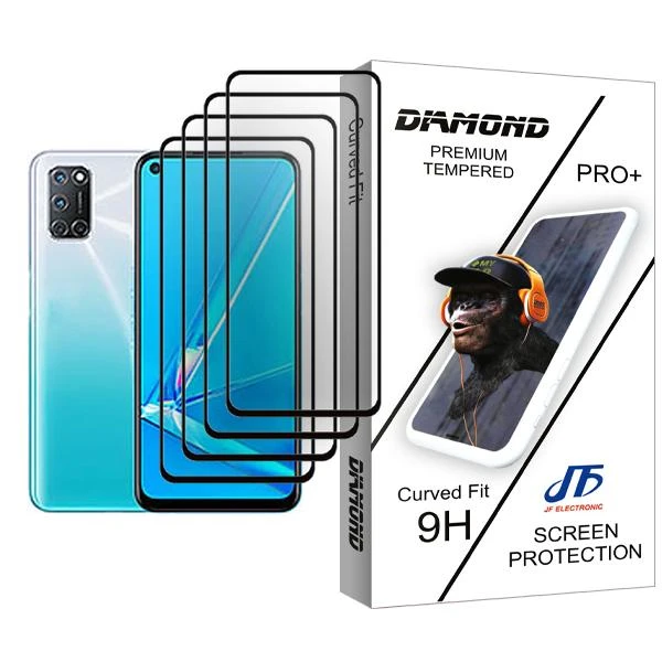 محافظ صفحه نمایش جی اف مدل Diamond Glass MIX004 مناسب برای گوشی موبایل اوپو A92 بسته چهار عددی