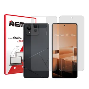 Remax clear screen protector HyGEL model suitable for the Asus Zenfone 11 Ultra mobile phone along with the back of the phone
