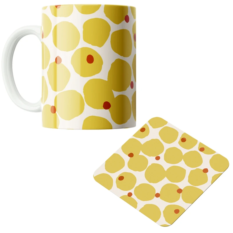 ماگ مدل نقطه ها کد DKC319 به همراه زیر لیوانی