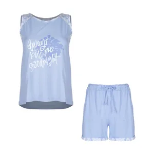 ست تاپ و شلوارک زنانه ناربن مدل 1521714-3269 رنگ آبی روشن