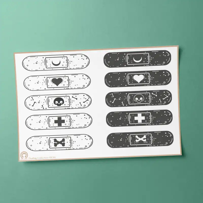 برچسب میواستیکر طرح اسکرپ بوک و بولت ژورنال مدل چسب زخم کد HC01