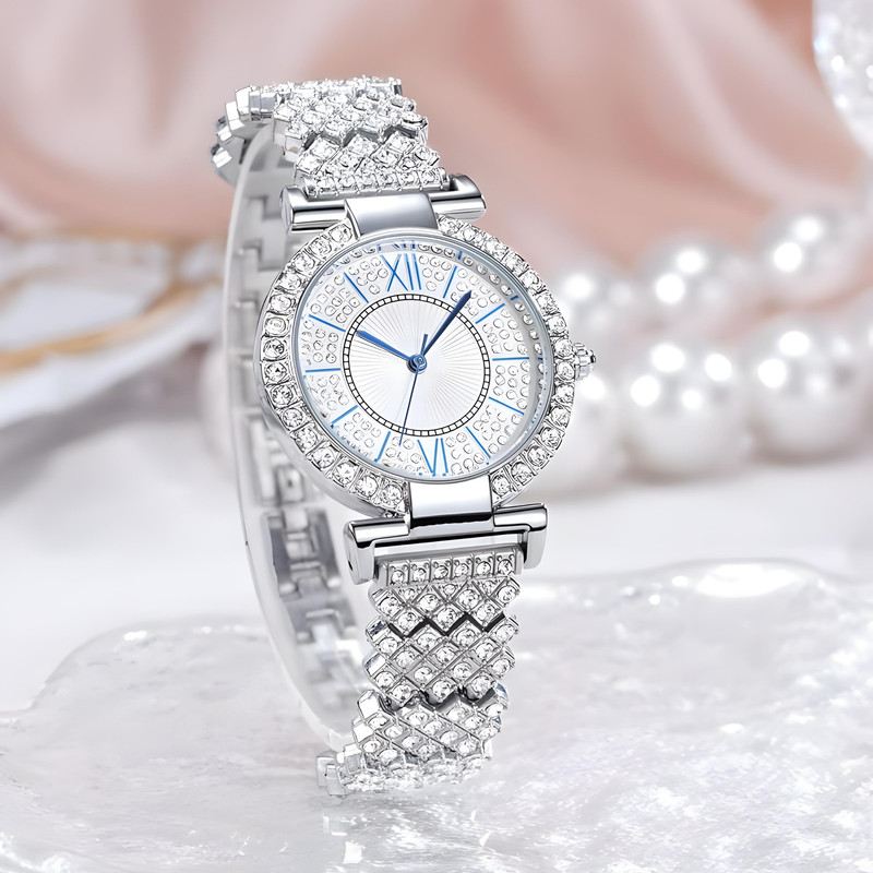 ساعت مچی عقربه ای زنانه مدل فول نگین ساعت مچی عقربه ای زنانه مدل فول نگین