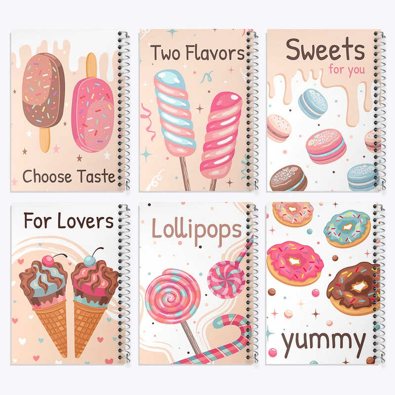 دفتر مشق 50 برگ خندالو طرح بستنی و دونات کد 71 مجموعه 6 عددی