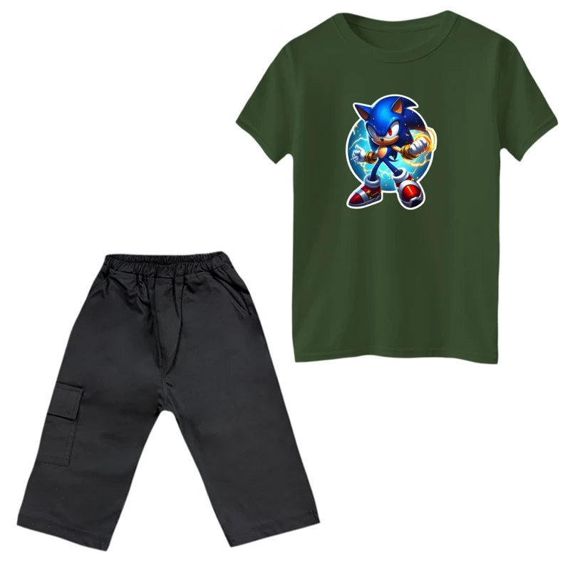 ست تی‌شرت و شلوارک دخترانه مدل سونیک کد 11