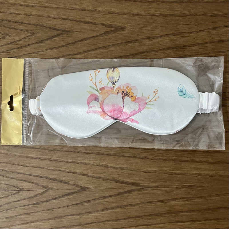 چشم بند خواب مدل ساتن ابریشم طرح گل پنبه
