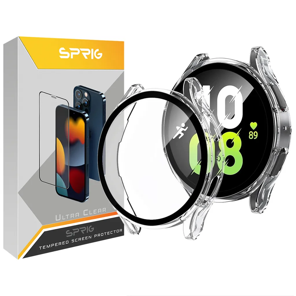 کاور اسپریگ مدل Hard Guard مناسب برای ساعت هوشمند سامسونگ Galaxy Watch 4 40mm به همراه محافظ صفحه نمایش