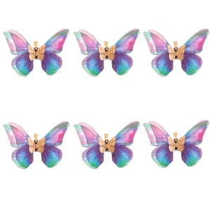 آویز گردنبند طلا 18 عیار زنانه مدل پروانه مجموعه 6 عددی