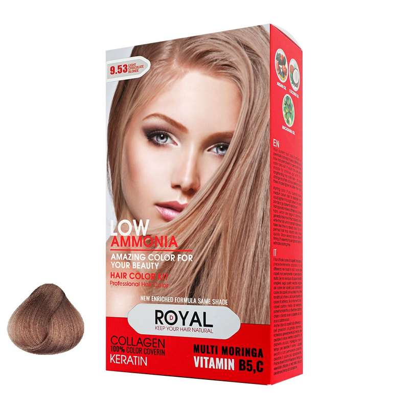 کیت رنگ مو رویال شماره 9.53 حجم 100 میلی لیتر رنگ بلوند شکلاتی