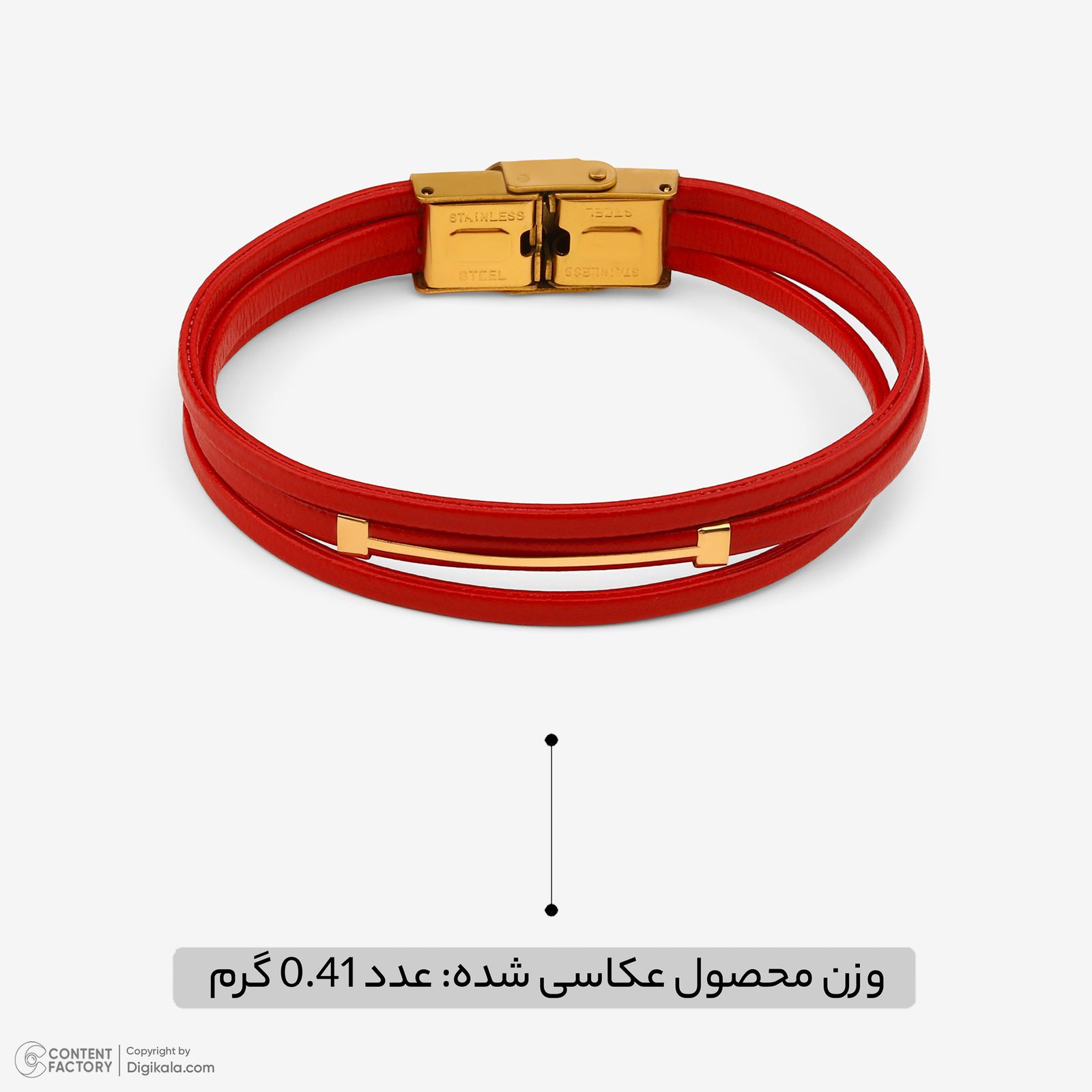 دستبند طلا 18 عیار زنانه با بند چرمی وی گالری مدل مستطیل کد LBA8836 -  - 3