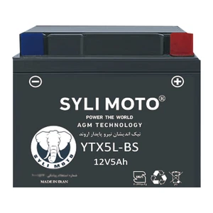 باتری موتورسیکلت 12ولت 5 آمپر سایلی موتو مدل ytx5l-bs