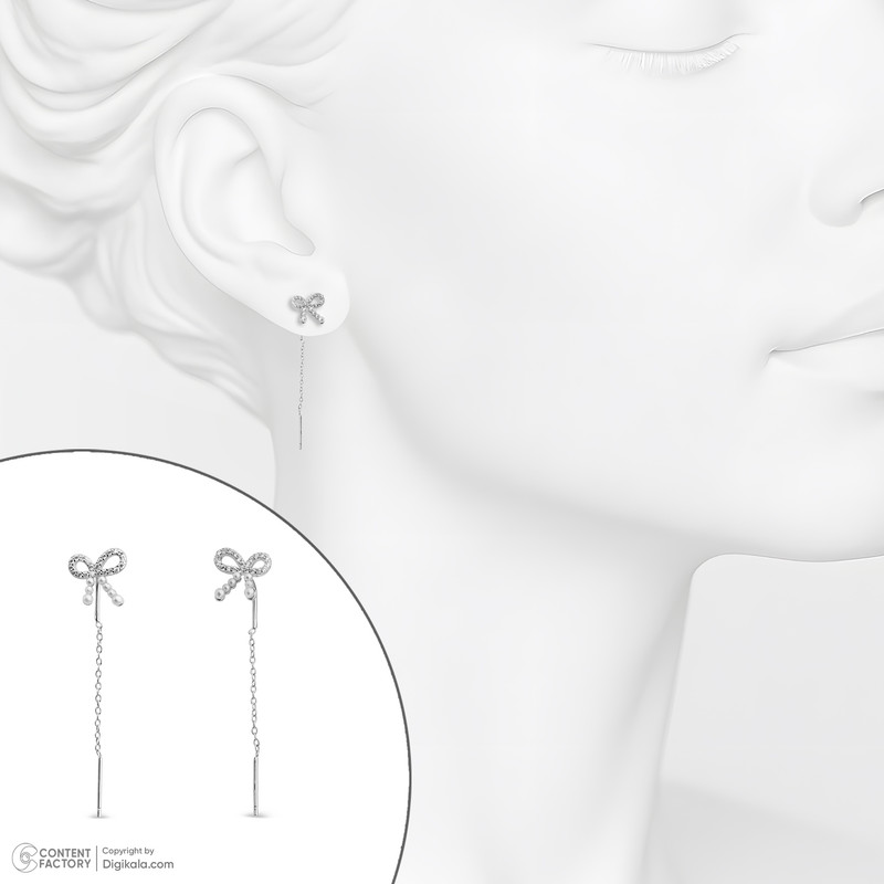 گوشواره بخیه‌ای نقره زنانه مایا ماهک مدل MSE175