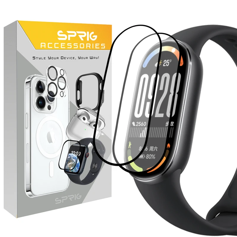 محافظ صفحه نمایش اسپریگ مدل Pmma-SPG مناسب برای ساعت هوشمند شیائومی Mi band 10 مجموعه 2 عددی