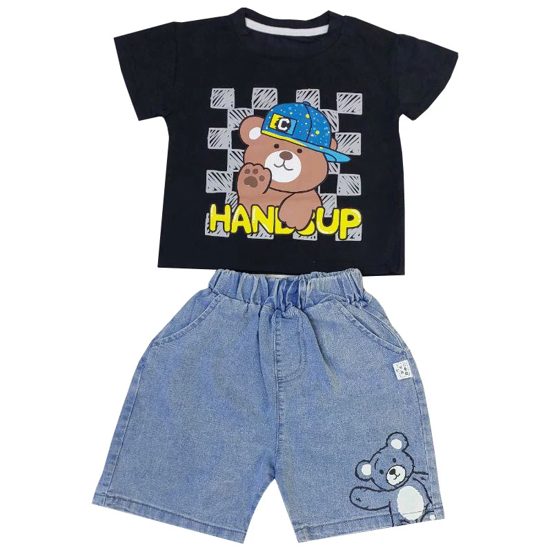 ست تی شرت و شلوارک پسرانه مدل تدی