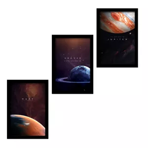 تابلو مدل سیاره های اورانوس و مشتری ومریخ مجموعه 3 عددی