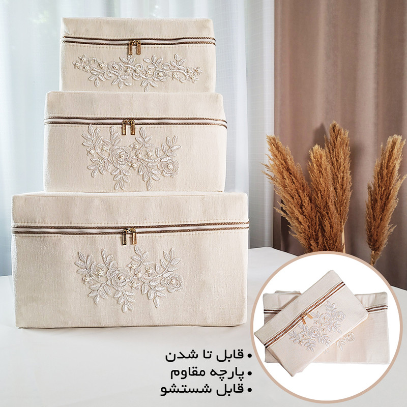 باکس نظم دهنده صفاهوم مدل مخمل گیپور مجموعه 3 عددی باکس نظم دهنده صفاهوم مدل مخمل گیپور مجموعه 3 عددی