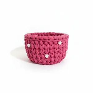 سبد قلاب بافی تریکو مدل گندمی قلبی