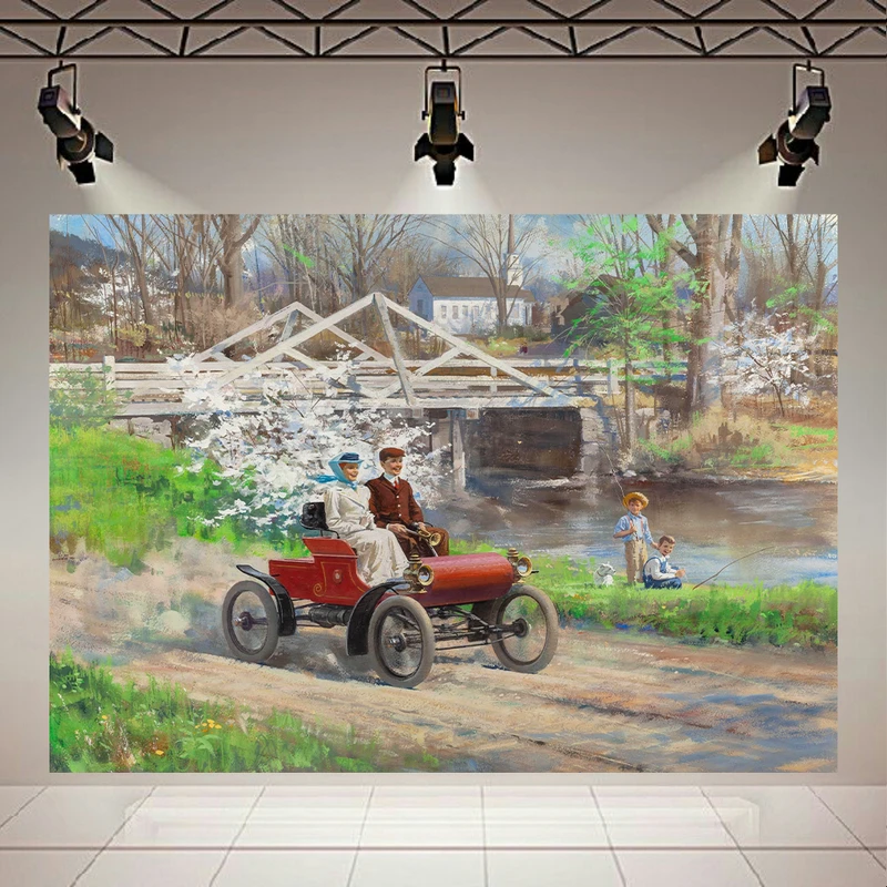 پوستر پارچه ای طرح اولدزموبیل شاد مدل طبیعت کد AR31132