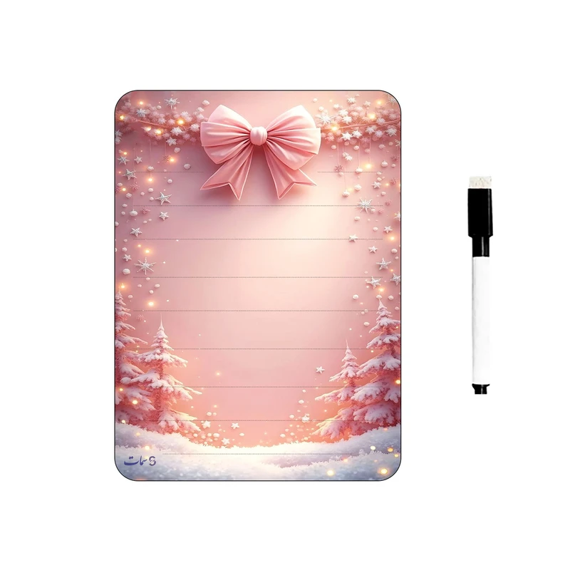 تخته وایت برد سمات مدل رو یخچالی طرح پاپیون برفی سایز 15×20 سانتی متر به همراه ماژیک