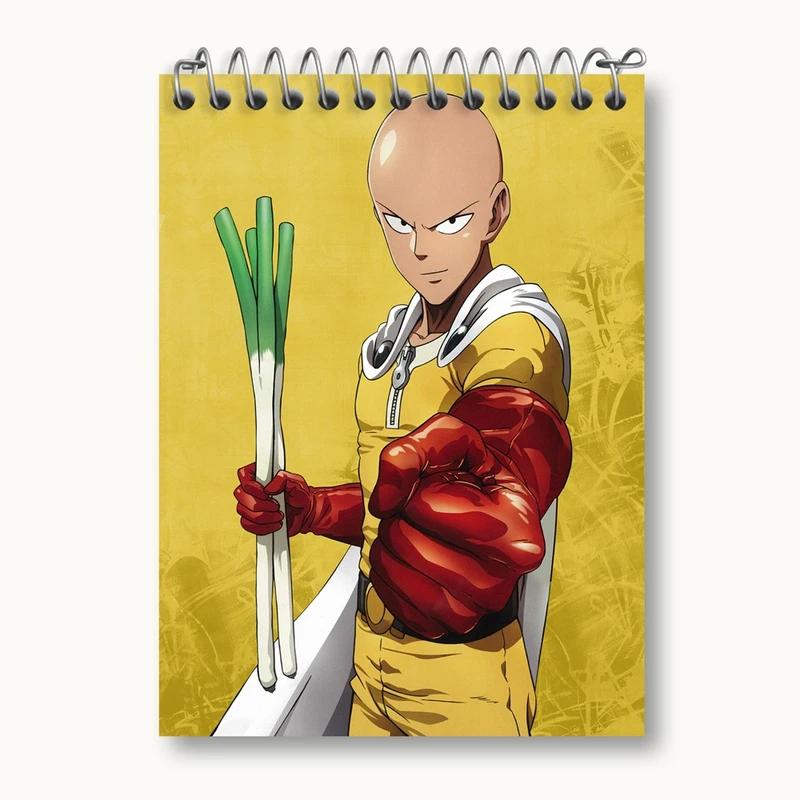 دفتر یادداشت 50 برگ خندالو مدل سایتاما انیمه مرد تک مشتی One Punch Man کد 11379