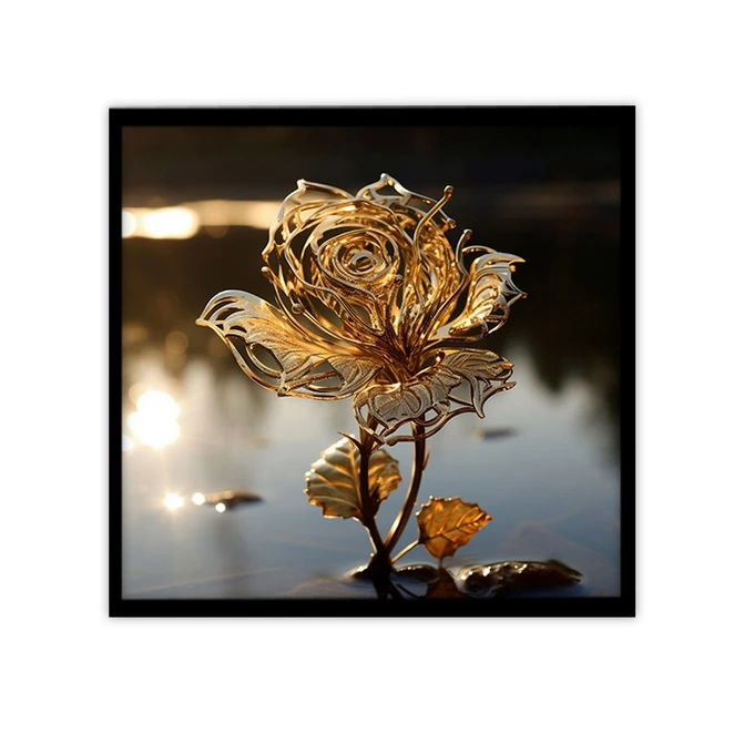 تابلو نوری بکلیت طرح دکوراتیو گل طلایی مدل B-MID-18935