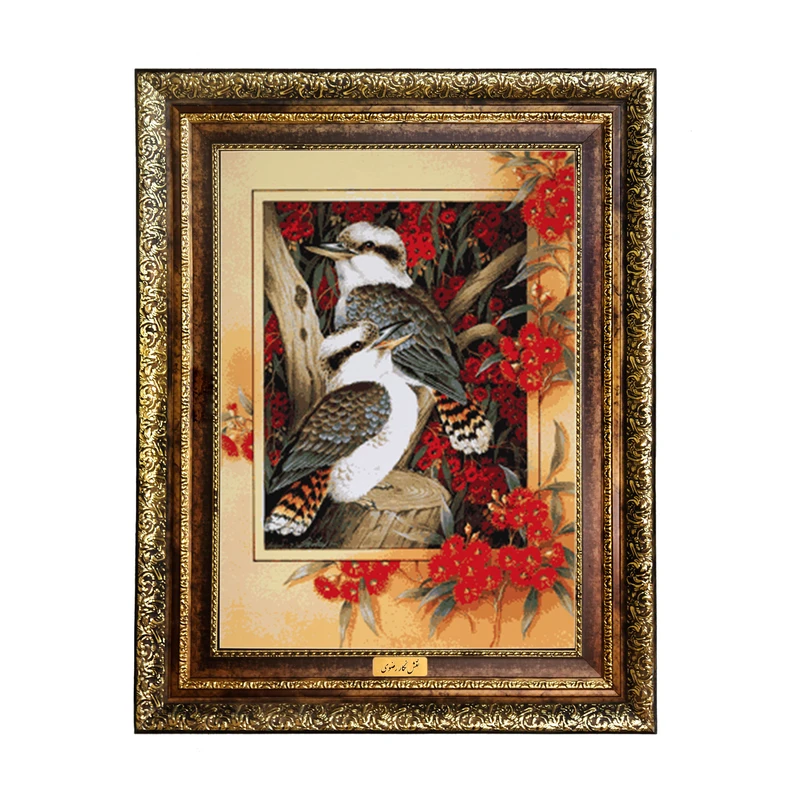 تابلو فرش ماشینی نقش نگار رضوی طرح پرنده کد 1063KH