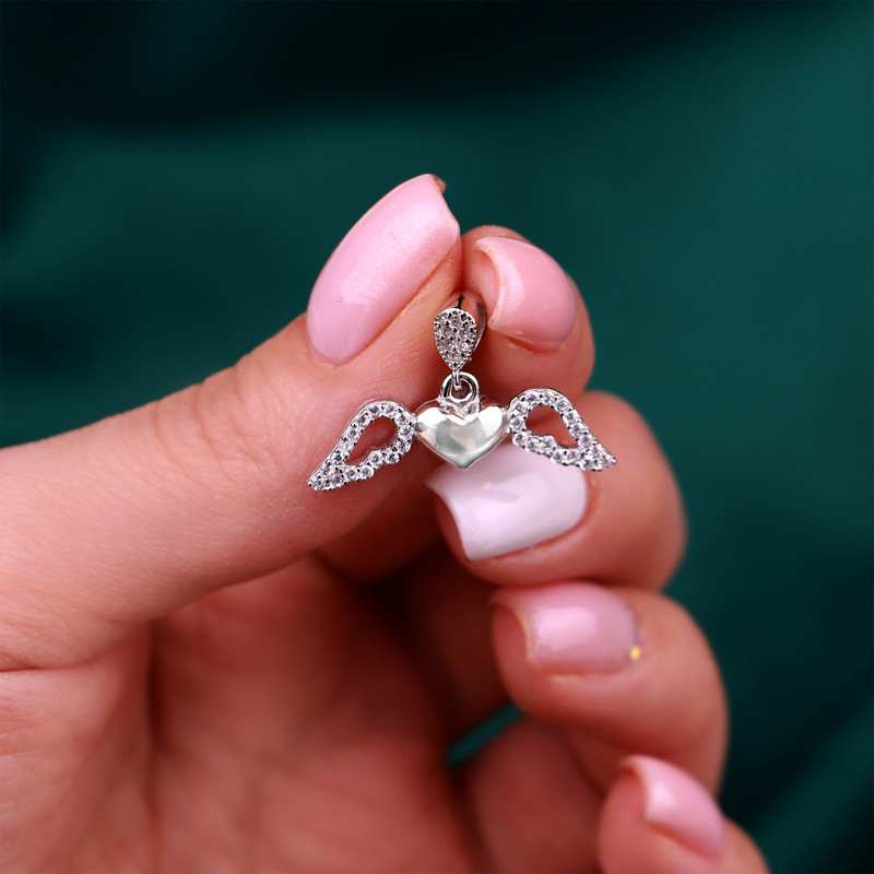 آویز گردنبند نقره زنانه جی تی ای مدل بال فرشته آویز گردنبند نقره زنانه جی تی ای مدل بال فرشته