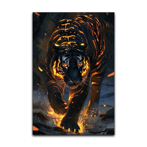 تابلو شاسی گوفی مدل ببر آتشین و جذاب طرح طبیعت و حیوانات Jungle Tiger 4K کد FIRE25