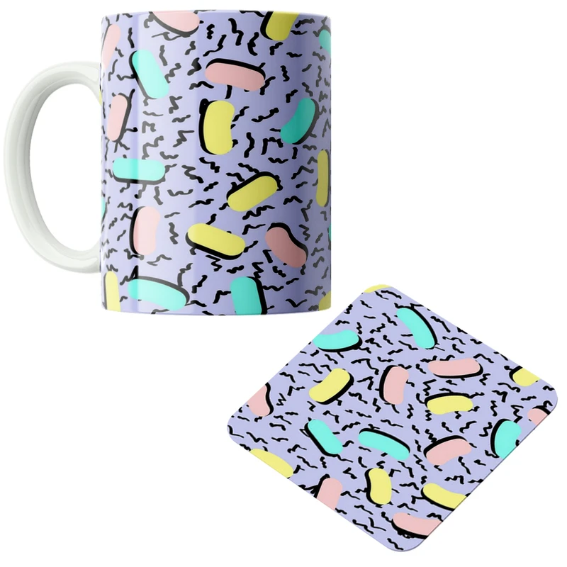 ماگ پاد آفرین مدل اشکال و خطوط کد DKC503 به همراه زیر لیوانی