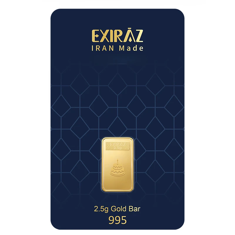 شمش طلا 995 عیار اکسیراز مدل  شمش مجموعه لحظه های طلایی تولد  G 2.5 