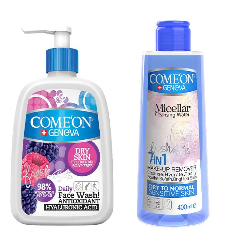 ژل شستشو صورت کامان مدل Dry حجم 500 میلی لیتر به همراه آب پاک کننده آرایش صورت کامان مدل DRY SKIN حجم 400 میلی لیتر ژل شستشو صورت کامان مدل Dry حجم 500 میلی لیتر به همراه آب پاک کننده آرایش صورت کامان مدل DRY SKIN حجم 400 میلی لیتر
