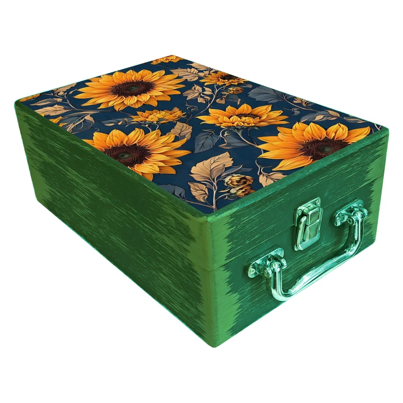  جعبه هدیه مدل چمدان چوبی طرح بهاری کد WS716