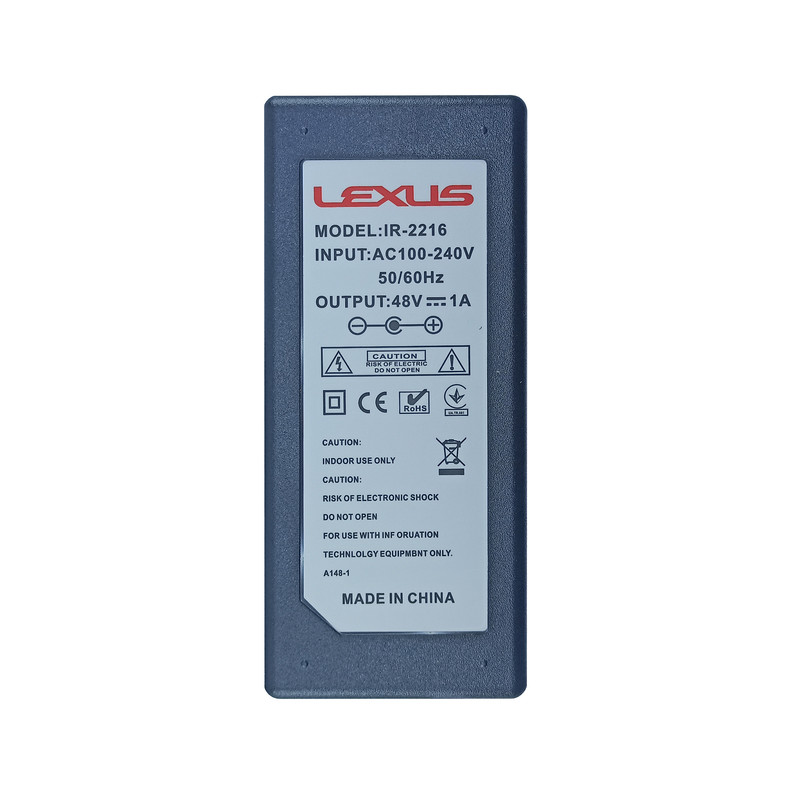 آداپتور 48 ولت 1 آمپر لکسوس مدل IR-2216 آداپتور 48 ولت 1 آمپر لکسوس مدل IR-2216