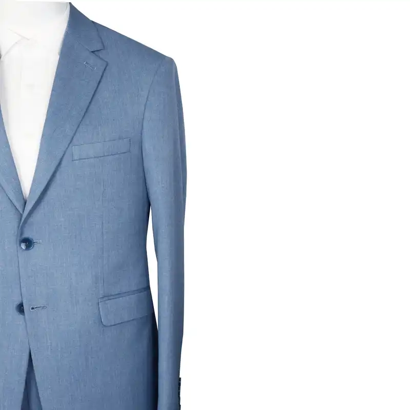 کت و شلوار مردانه مدل یقه انگلیسی رگولار فیت کد 24050 رنگ آبی روشن