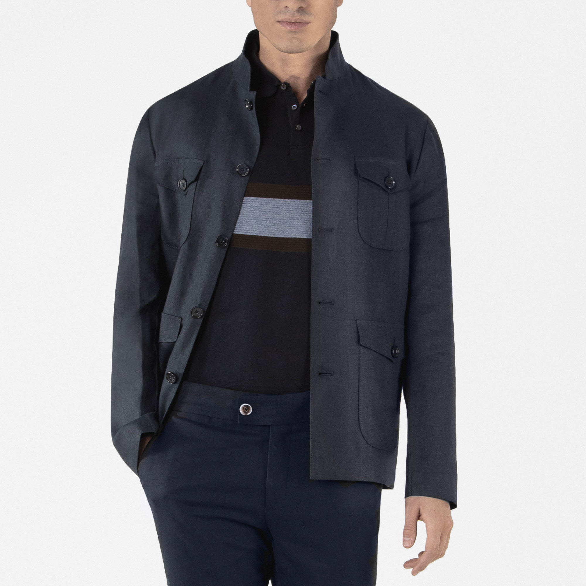 کت تک مردانه کروم مدل چهار جیب لینن 2310208