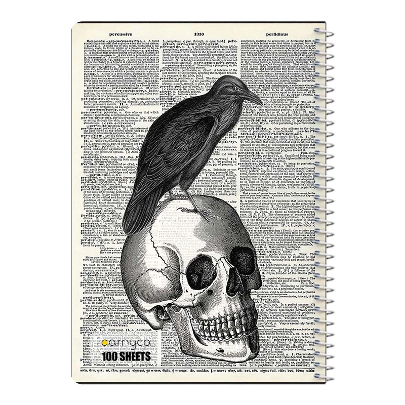 دفتر مشق 100 برگ سیمی کارنیکا طرح روزنامه وینتج اسکلت Vintage Newspaper Skeleton کد 27334