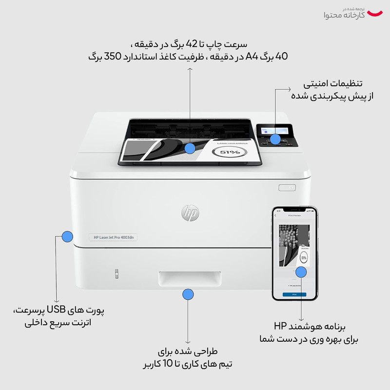 پرینتر لیزری اچپی مدل LaserJet Pro 4003dn